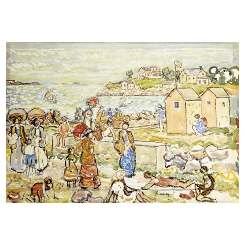 «Bathers and Strollers at Marblehead» par Maurice Brasil Prendergast - estampe numérique, H 32 po x l 40 po