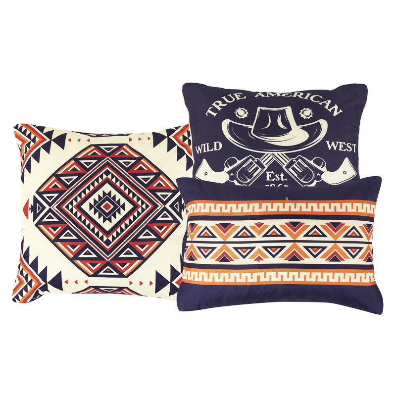 Ensemble d'édredon bleu marine Southwestern, Grand lit