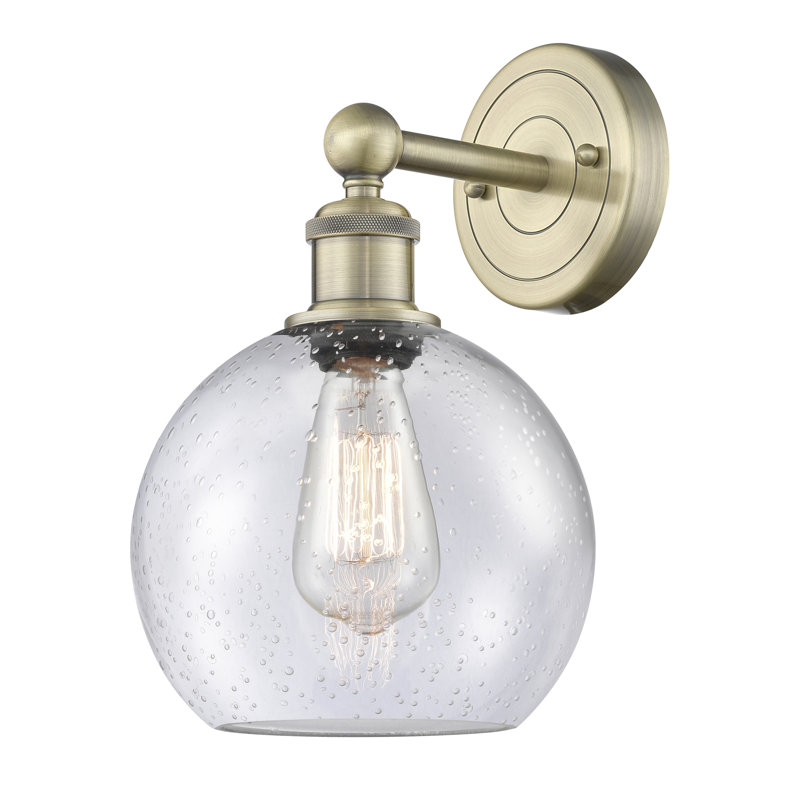 Ellington Steel Armed Sconce, Antique Brass, Seedy