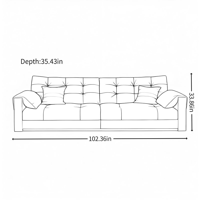Modern Minimalist Black Leather Sofa