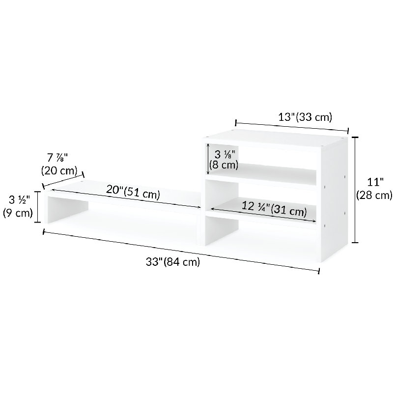 3 Tier Paper Organizer and Monitor Stand for Desk, White