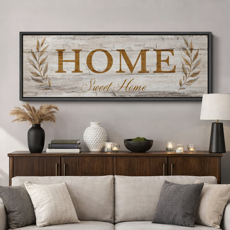 Œuvre de Home, Sweet Home Home, Cadre noir, H 20 po x l 60 po x P 1,5 po