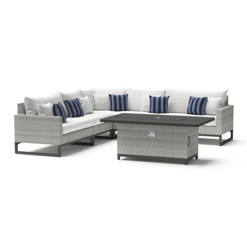 Ensemble de conversation modulaire avec coussins Sunbrella, Gris, Toile Sunbrella® régate