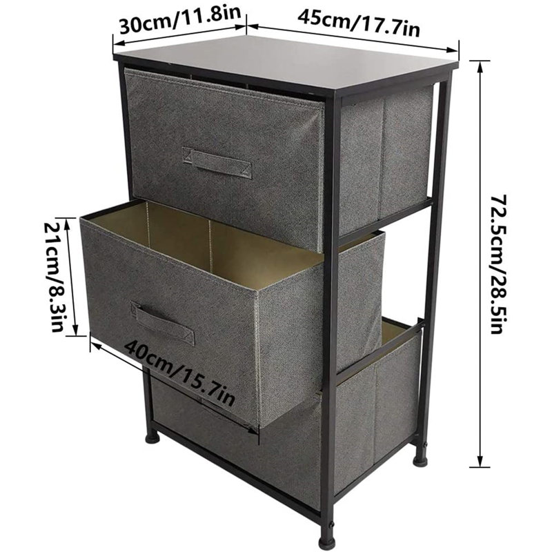 Evarose 3 Drawer Storage Drawer