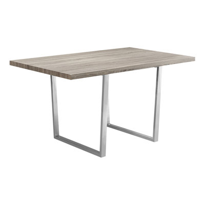 Table de salle à manger, rectangulaire, 60 po, cuisine, salle à manger, stratifié brun, métal chromé, contemporain, moderne