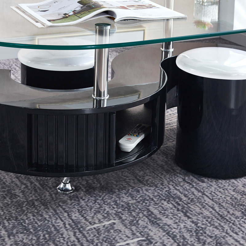 Table basse avec rangement Eluan, Noir