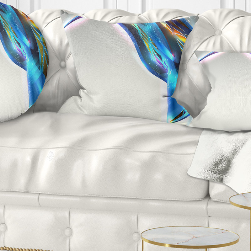  Coussin contemporain abstrait et fantastique, 16 po x 16 po, Coussin décoratif