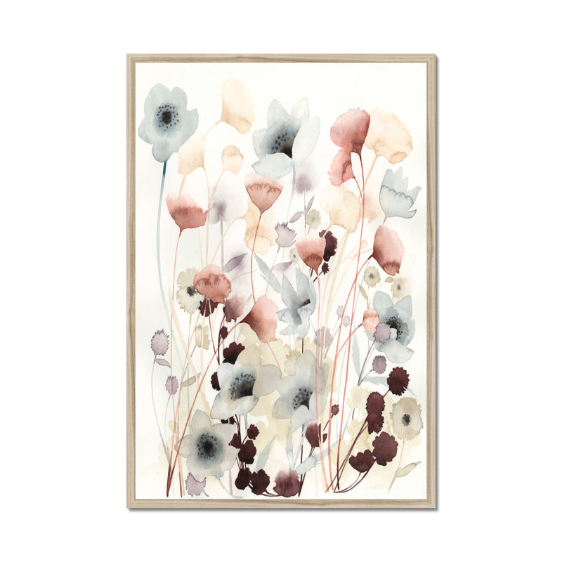 NC Bespoken Blossoms I by Grace Popp - Painting on Canvas, 50cm H x 34cm W, Natural Wood Framed Paper Print