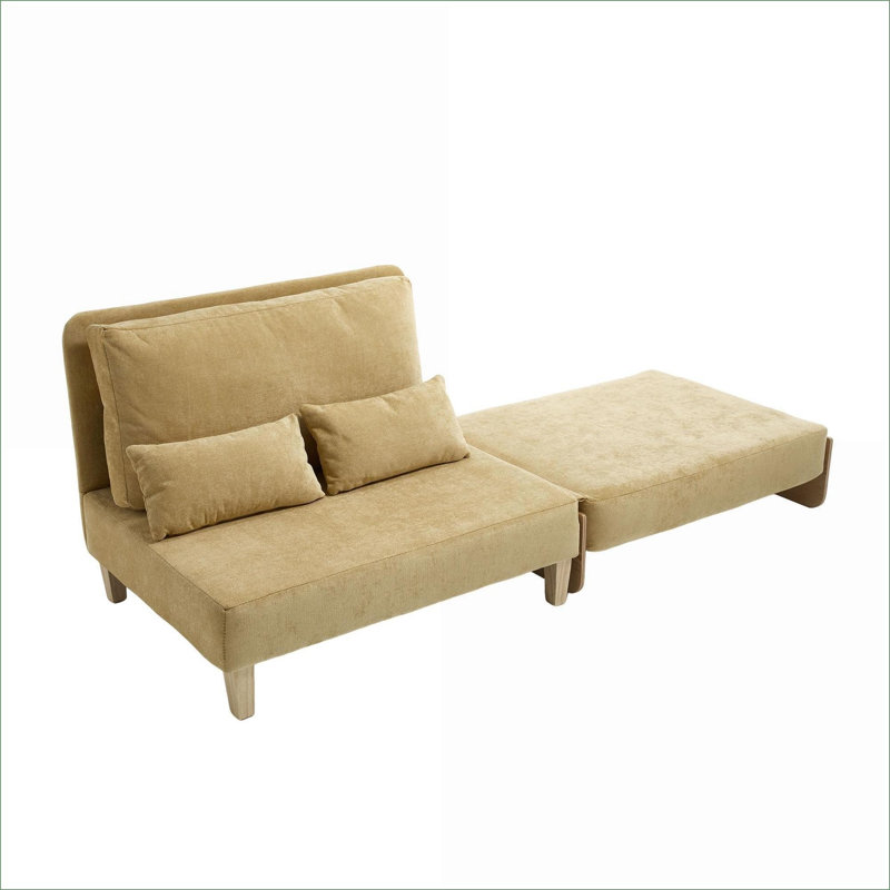 Fauteuil d'appoint convertible 3 en 1 pliable, canapé-lit inclinable pour petits espaces, style Mid-Century moderne, comprend 3 coussins