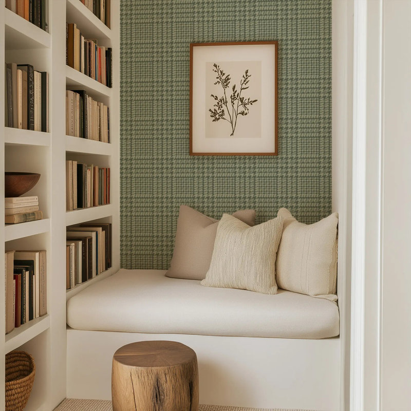 Houndstooth Glen, Sage, Premium Paper