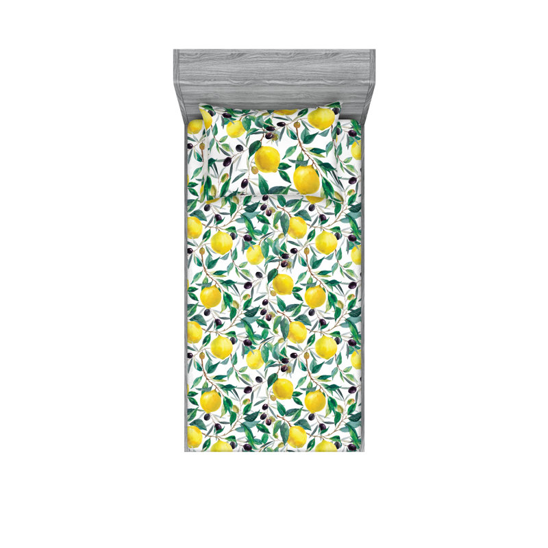 Drap-housse Ambesonne, Ensemble de draps pour lit simple TG avec 1 taie d