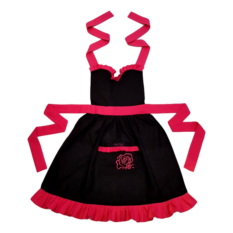 Fifi No Pattern Bib Apron, Black/Pink