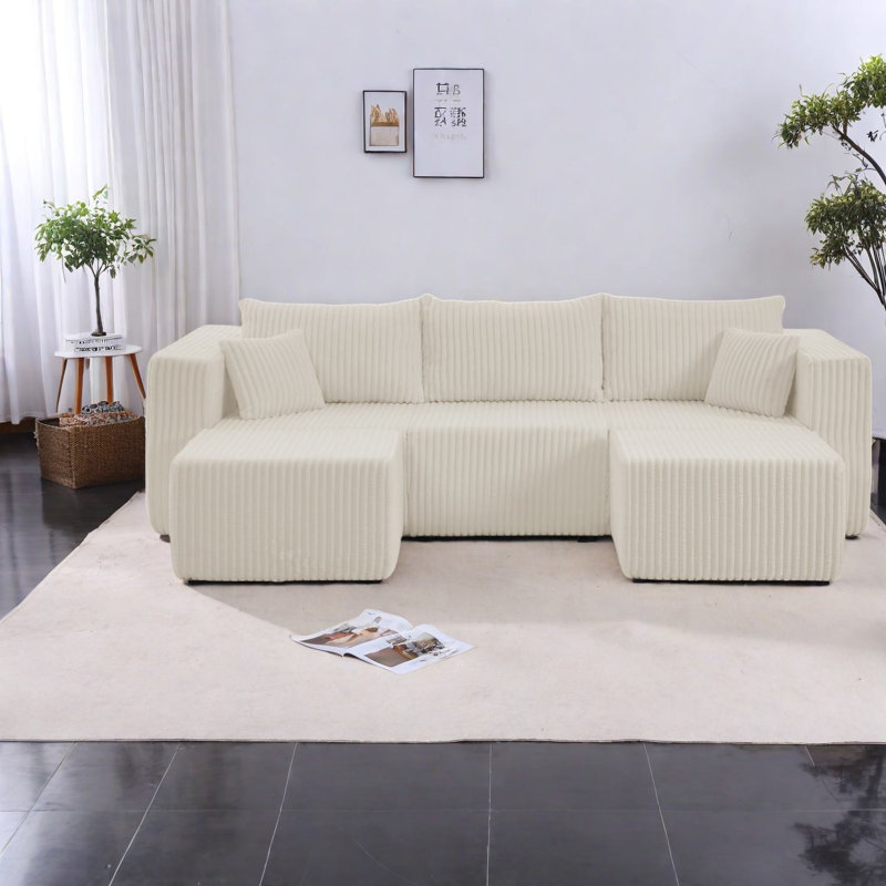 Canapés modulaires élégants, velours côtelé rembourré de mousse pour une maison moderne