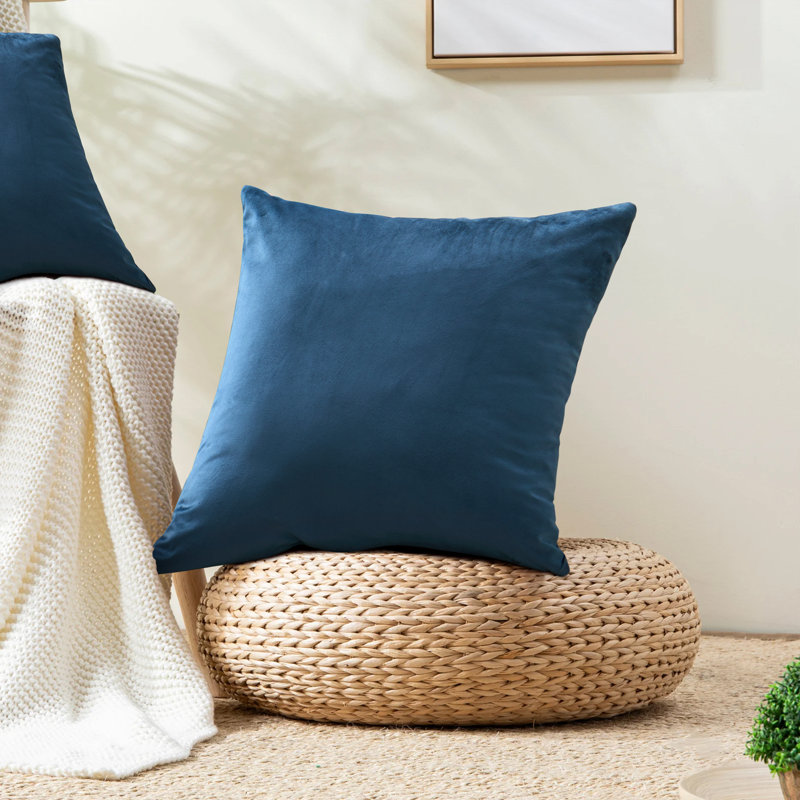 Retrospec Crushed Velvet Scatter Cushion Cover Set, Navy Blue