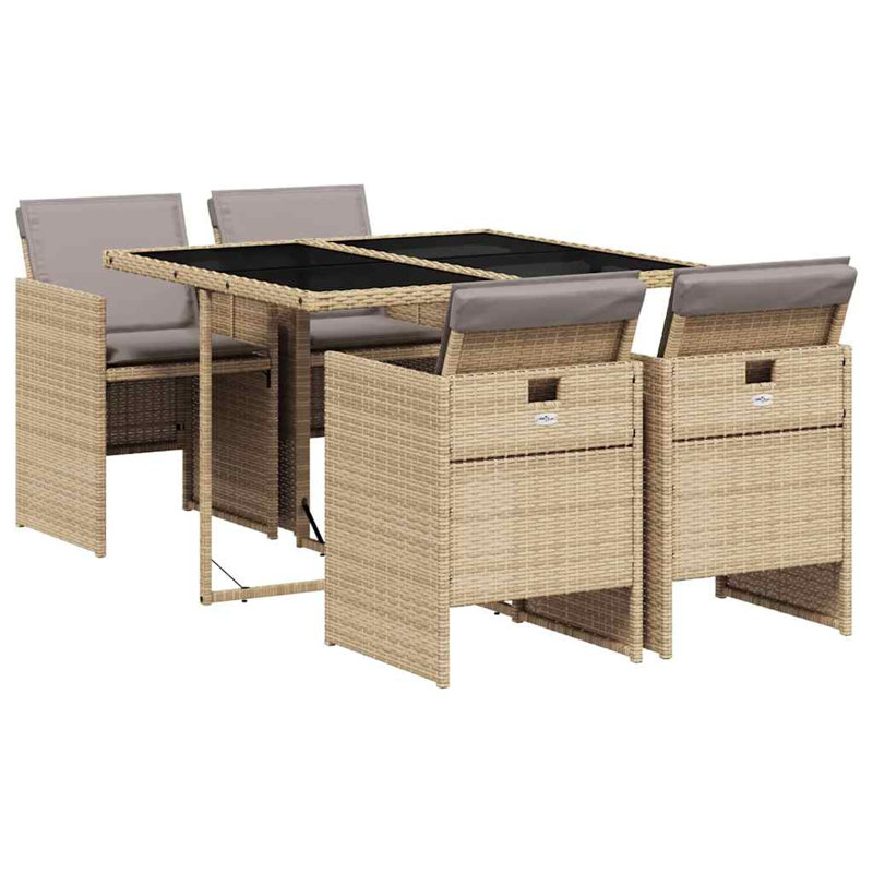 Patio Dining Set with, Mix Beige, Grey
