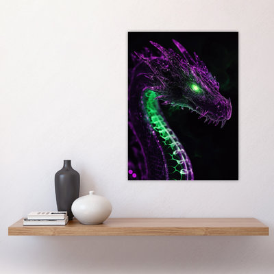 Dragon Head Neon Green Fantasy Concept Art Wall Art Print