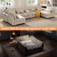 123" U-Shaped 6 Seats Modular Sectional Sofa with Storage Seats and Phone Holder and Console Table-1169682004