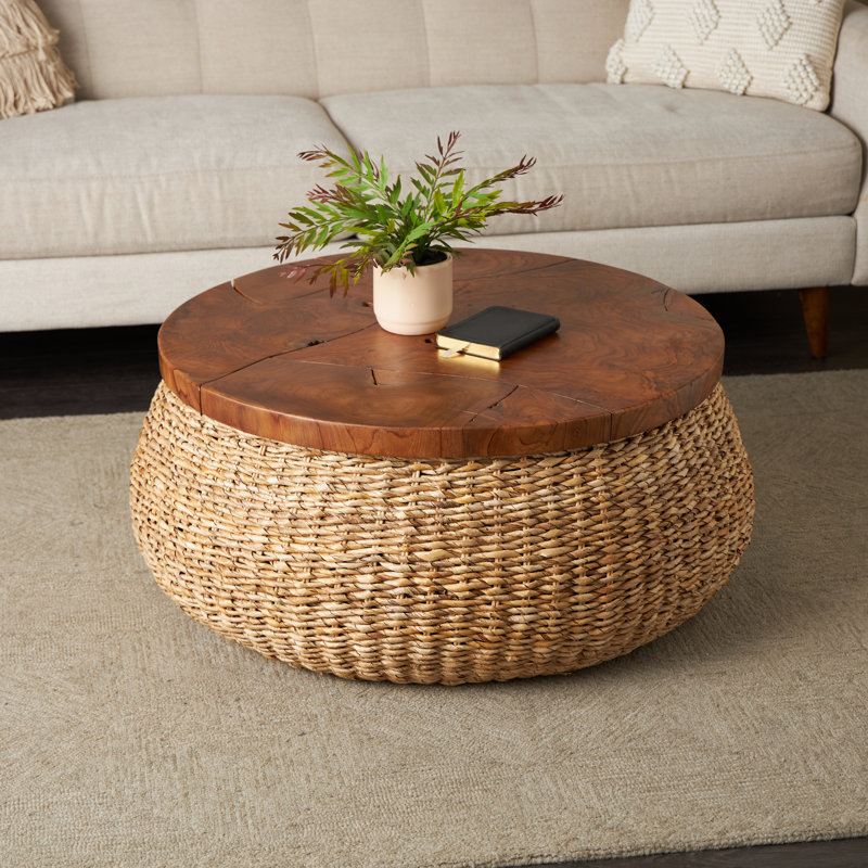 Table basse de salon avec plateau en teck brun Kai Cole