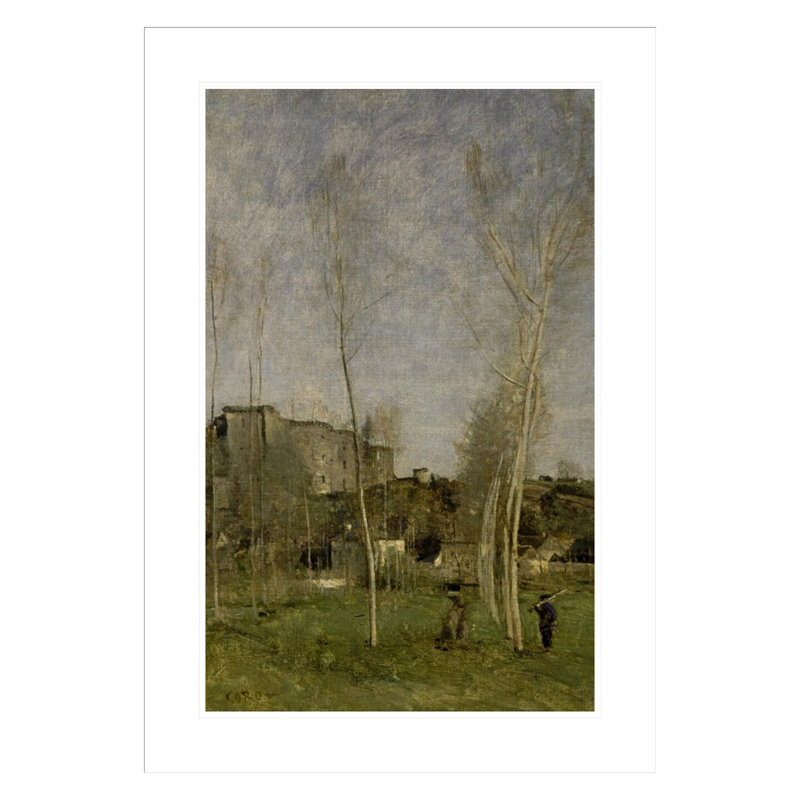 «The Glacis of a Ruined Castle-Fort» par Jean-Baptiste-Camille Corot, impression giclée encadrée, 29.5" H x 20.87" W