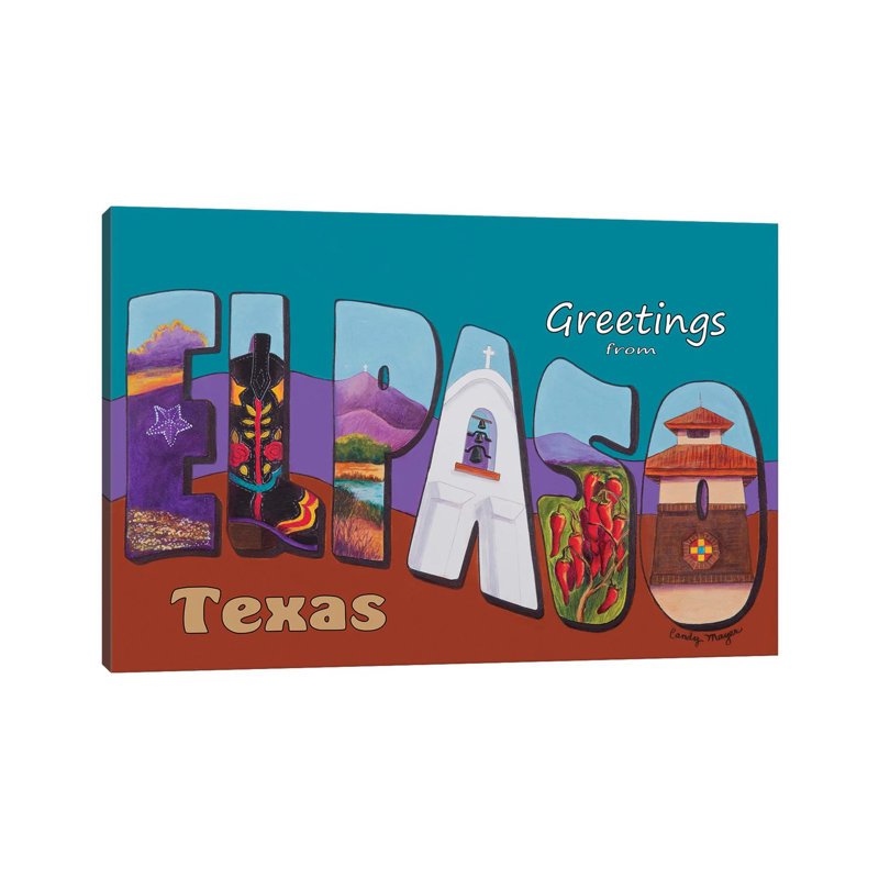 El Paso Postcard 1 Piece Wrapped Canvas Wall Art, 20.32 cm H x 30.48 cm W
