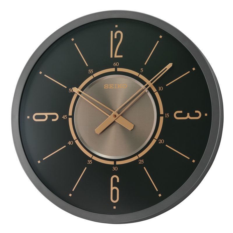 QXA759KLH Wall Clock, Black, Black