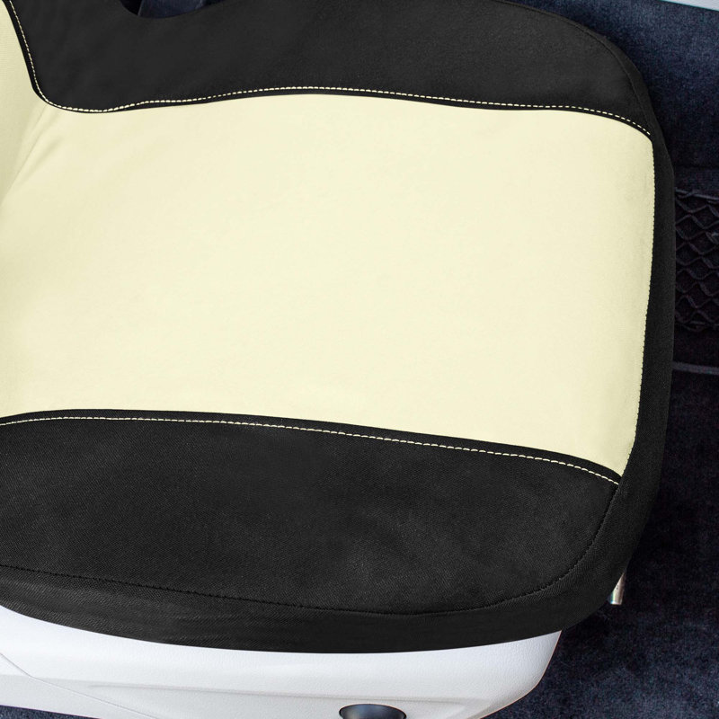 Chevron Flat Cloth Car Seat Covers Full Set, Beige