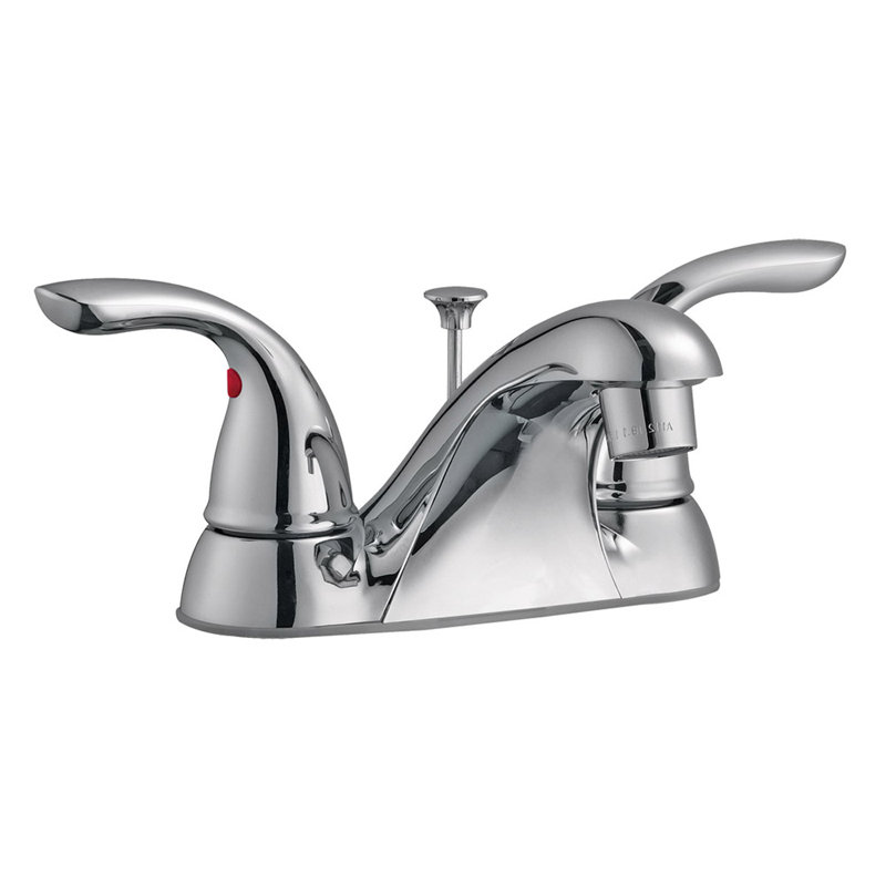 Robinet de salle de bain central à 4 poignées à 4 poignées en nickel satiné Ashland, Chrome poli
