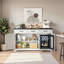 Buffet de cuisine moderne avec mini-réfrigérateur intégré, tablettes réglables et tiroirs réversibles - plateau en bois-821722568