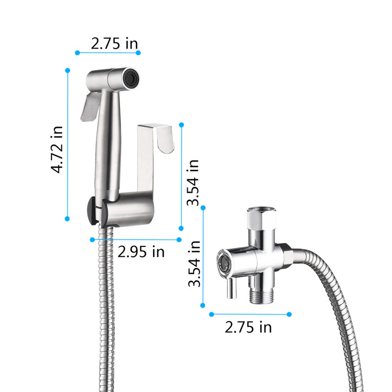 Bidet Spray For Toilet Use - Handheld Rust Finish Hygiene Upgrade Silver Type Improvement Corrosion Metal