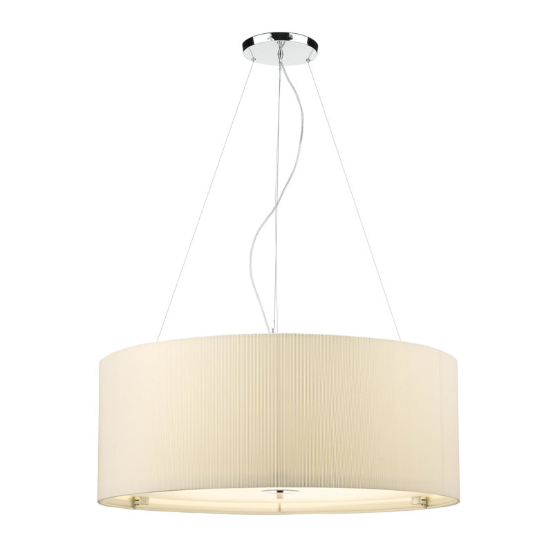 Kiera 6 - Light Polished Chrome Drum Pendant, Cream