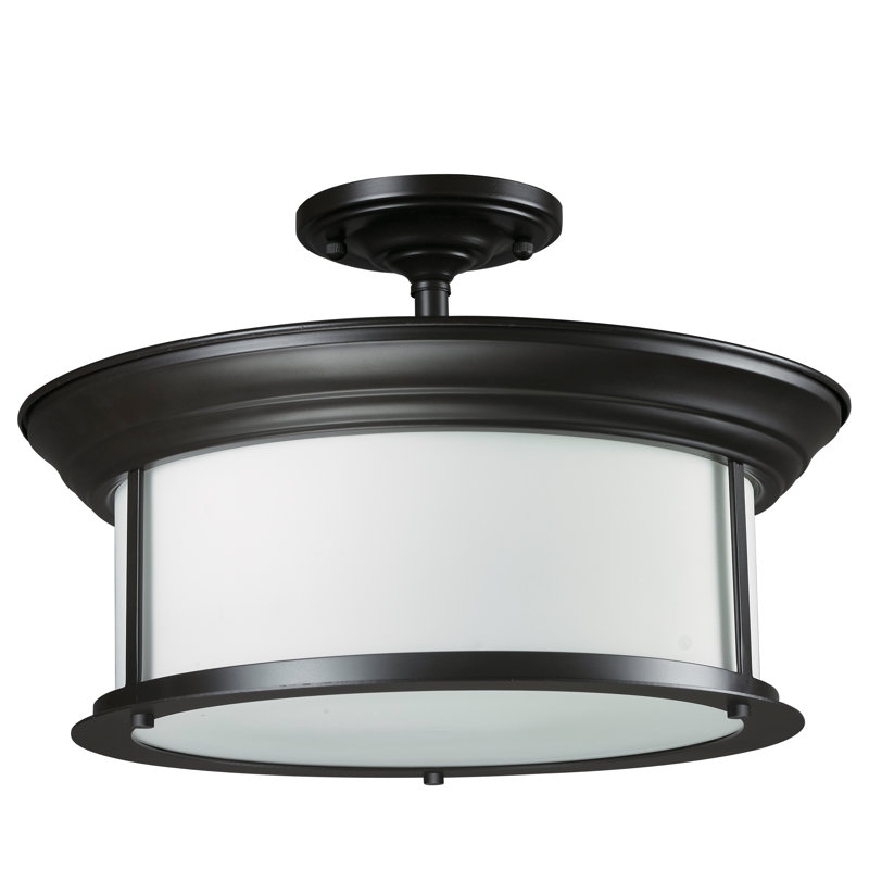 Planas Glass Semi Flush Mount, Bronze