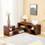 Meuble télé modulaire en noyer foncé, console multimédia à rangement libre, meuble télé moderne minimaliste, meuble télé réglable pour le salon
