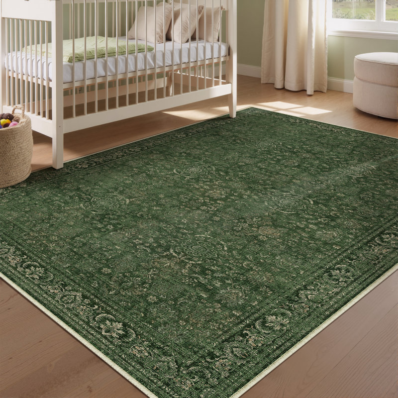 Ainez Tranditional Oriental Machine Washable Area Rugs With Non-Slip Backing, Rectangle 3' x 5'