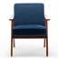Méridienne en bois massif avec coussin en velours bleu, structure d'appoint de style moderne Mid-Century et pieds élégants-1629465242