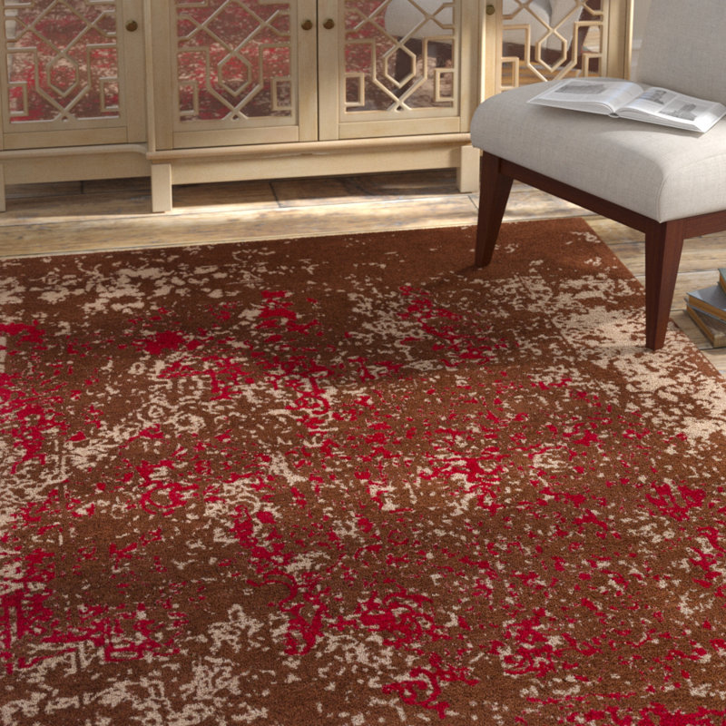 Tapis brun / rouge Adney, Rectangle 9 pi x 13 pi