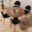 Ensemble de 4 chaises de salle à manger rembourrées en tissu Boucle de style Mid-Century avec dossier courbé (noir)-582192514