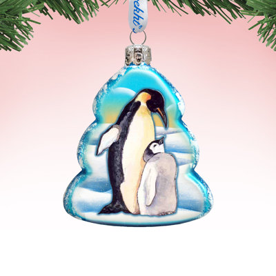 Ornement en forme de fêtes en verre famille pingouin