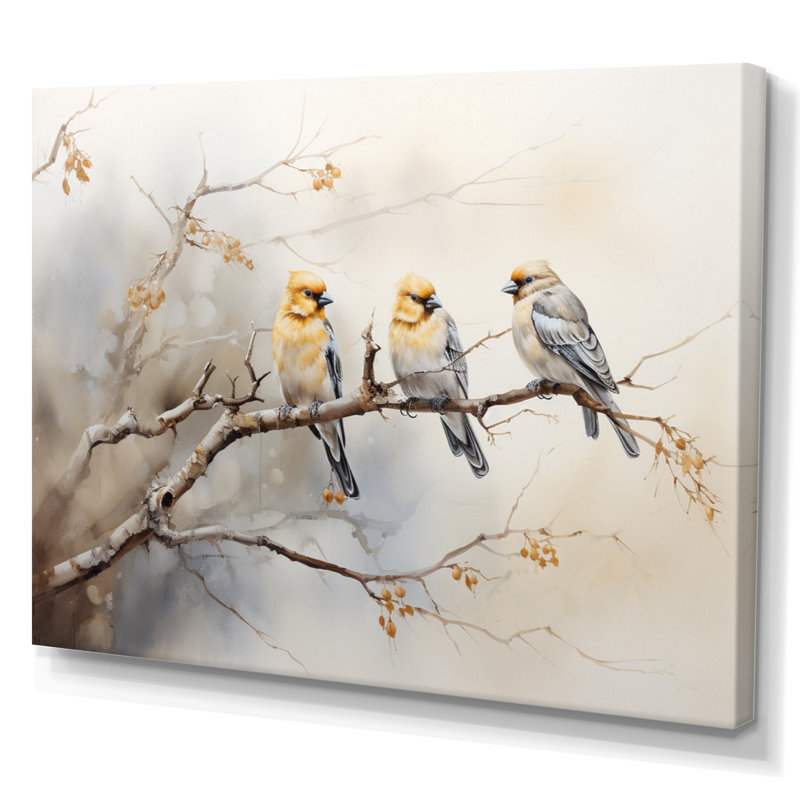 «Bird Silent Watcher VI» - art mural oiseau, H 24 po x l 32 po x P 1 po, Toile tendue