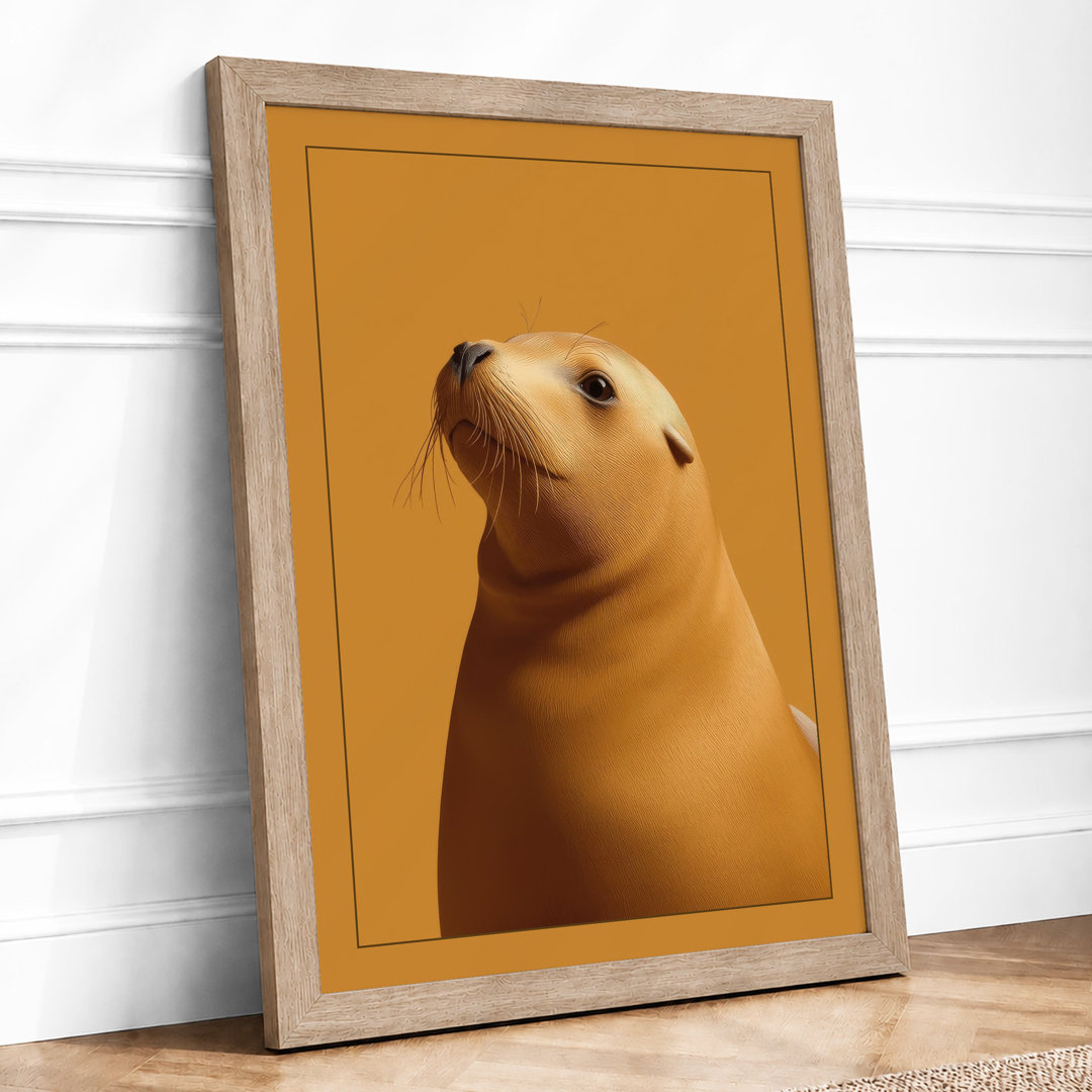 Sea Lion Portrait Coastal - Framed Print