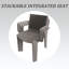 Fauteuil empilable en plastique 4 pièces pour l'intérieur et l'extérieur - dossier ergonomique à lattes, matériau PP résistant aux intempéries - patio, balcon, café-1981386717
