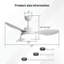 Ventilateur de plafond 47 pouces avec lumière DEL 22W et télécommande 6 vitesses moteur à courant continu blanc pour le salon-1685603688-1685603684
