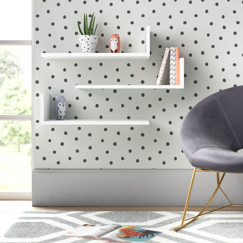 3 Piece Bracket Shelf Set | Wall-Mounted L-Shaped Shelves, White
