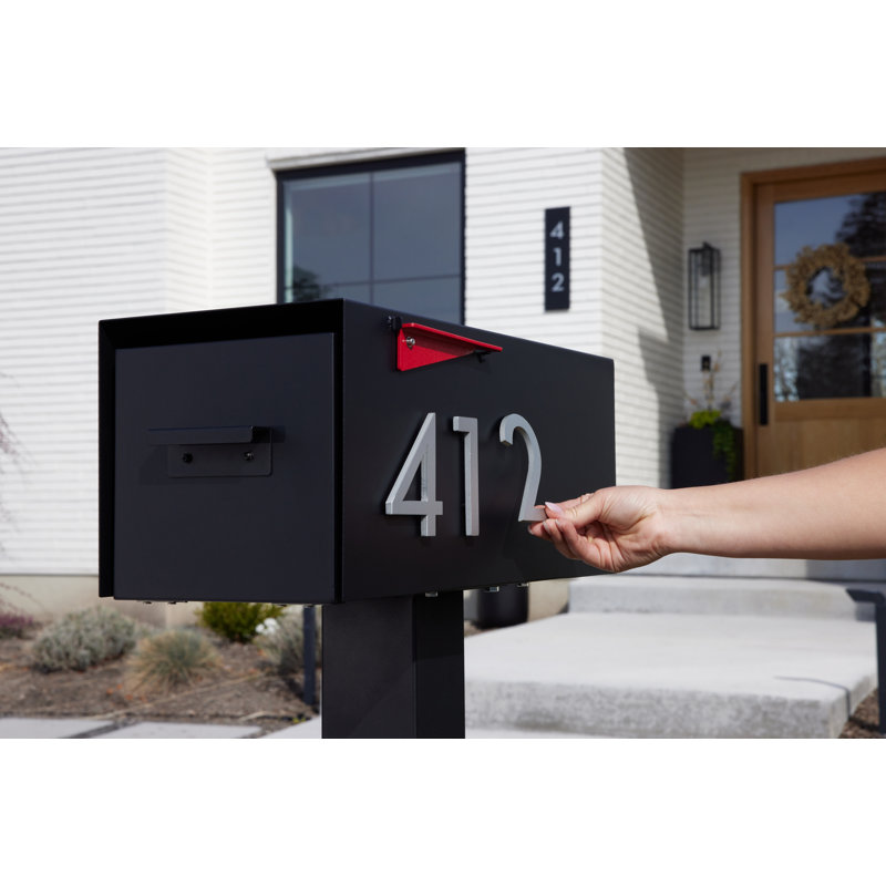 Malone Post Mounted Steel Mailbox, Silver, Yes, Black