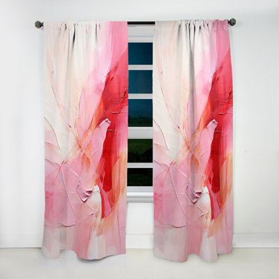 Gold And Pink Minimal Abstract River I - Fuchsia Curtain - Room Darkening Floral Curtain - 1 Panels