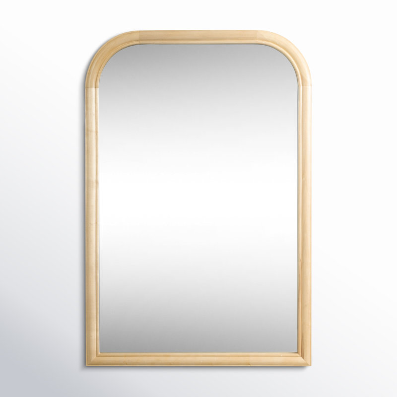 Natural Arched Wooden Wall Mirror 36" x 24"