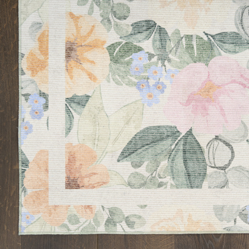 Saintfleur 4' x 6' Ivory Multicolor Farmhouse Indoor Rug, Rectangle 4' x 6', Multicolor Ivory
