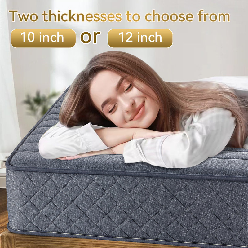 Medium Pocketed Spring Gel Memory Foam Hybrid Mattress in A Box, King, 10"