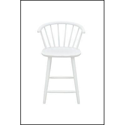 2pc White Contemporary Counter Height Stool Chair with Spindle Back for Kitchen and Dining Room Furniture