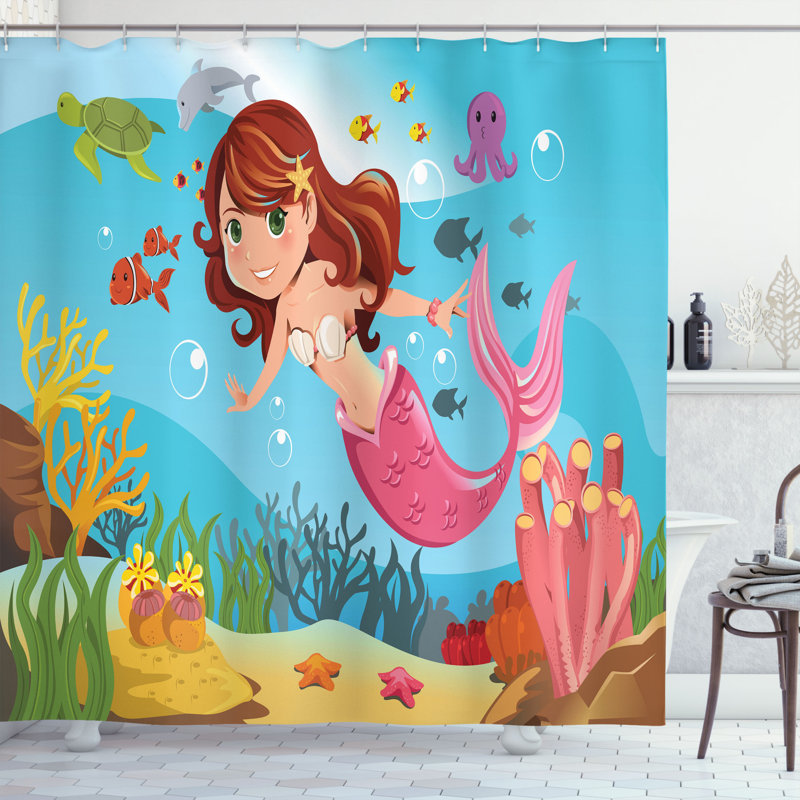 Shower Curtain with Hooks Included, 70" H x 69" W