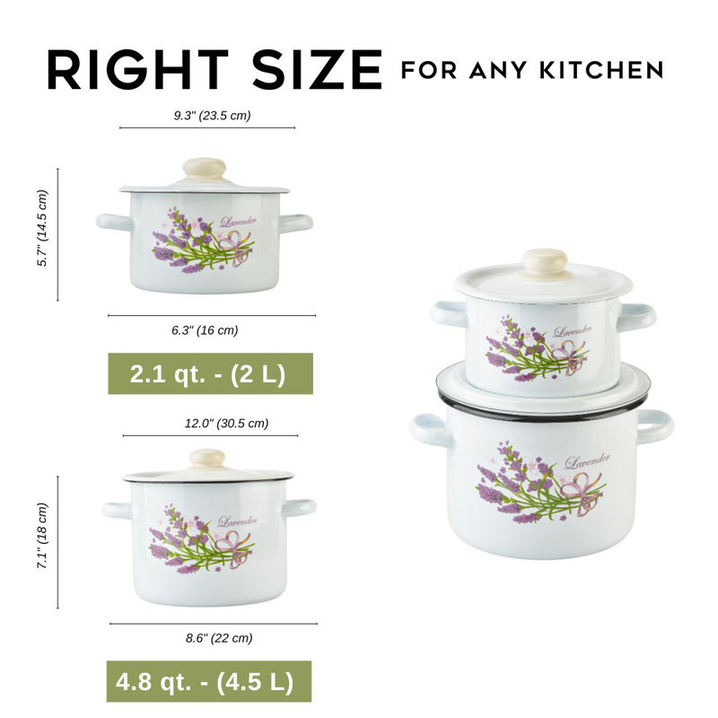 Lavender Enamelware Steel Pot with Lid